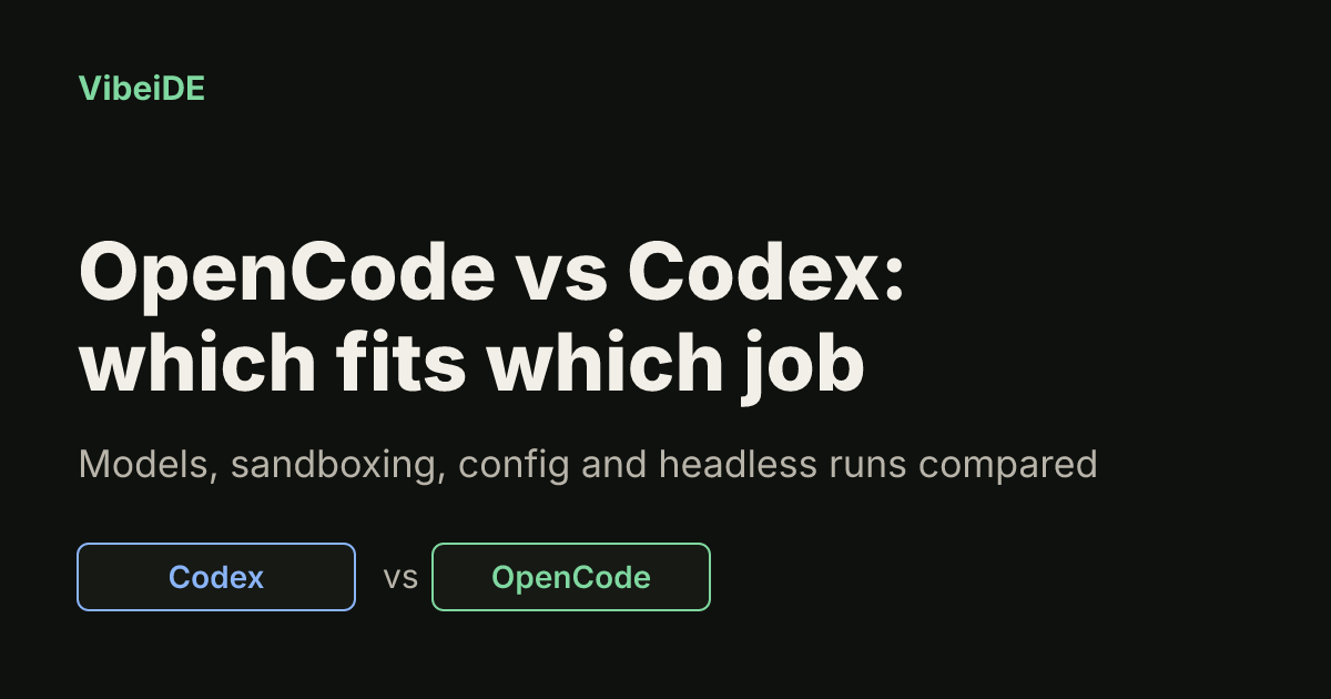 Title card: OpenCode vs Codex, which fits which job, with Codex and OpenCode labels