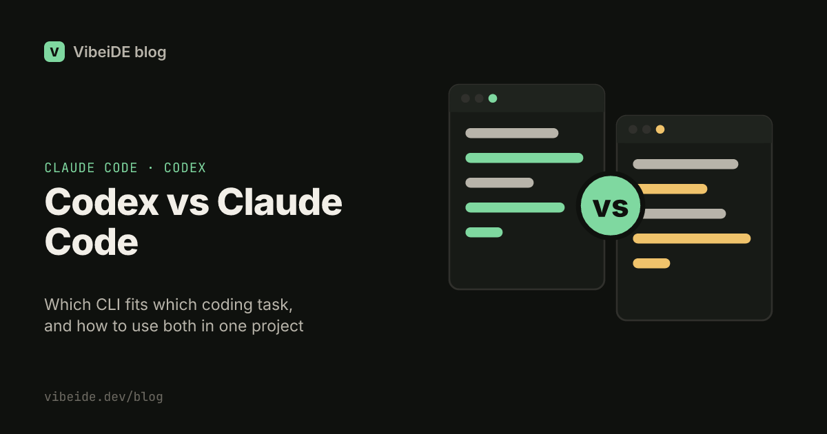 Codex vs Claude Code title card with two terminal windows and a vs badge